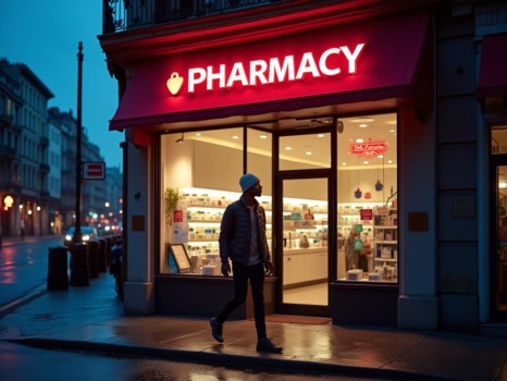 apteka na ciemnej ulicy