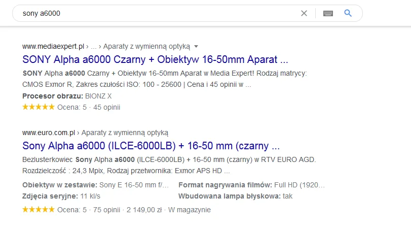 Dane strukturalne dla sklepu internetowego