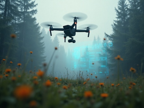 dron na łące AI