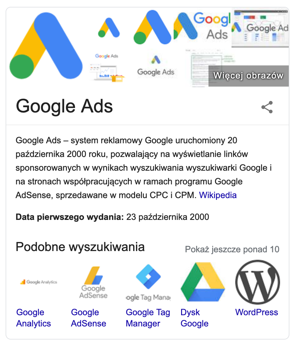 google ads, graf wiedzy