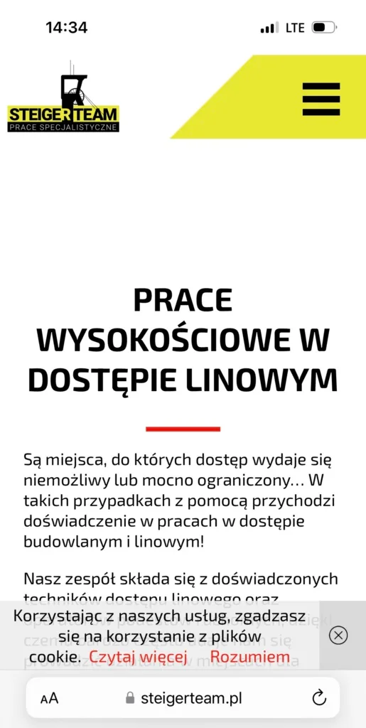 landing page na telefonie