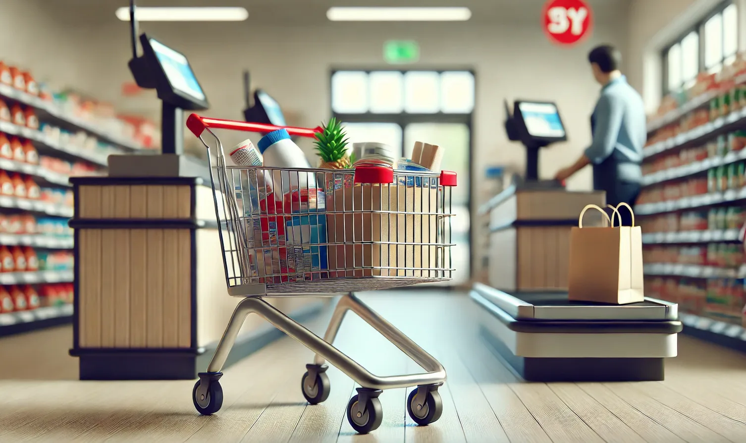 opuszczony koszyk w sklepie