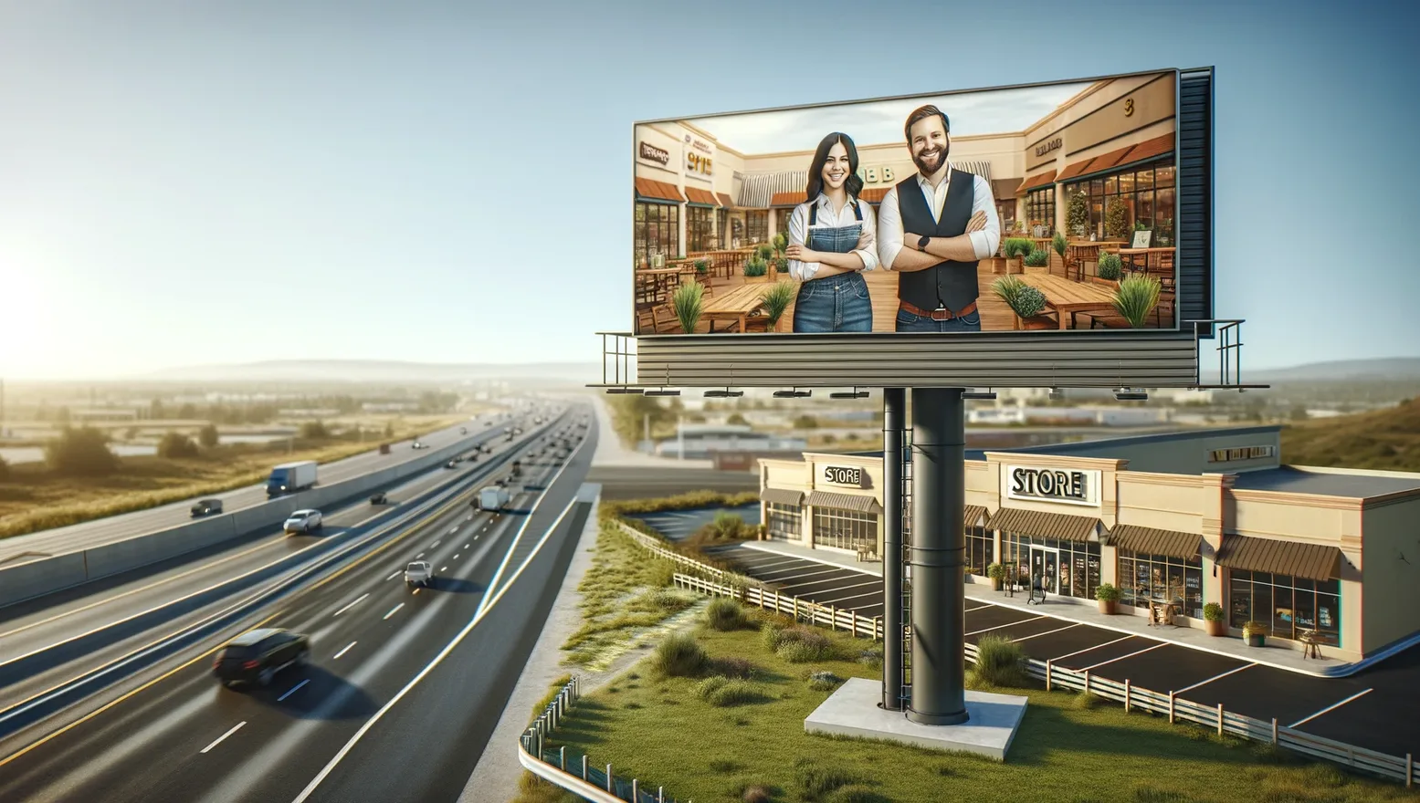 reklama firmy przy autostradzie