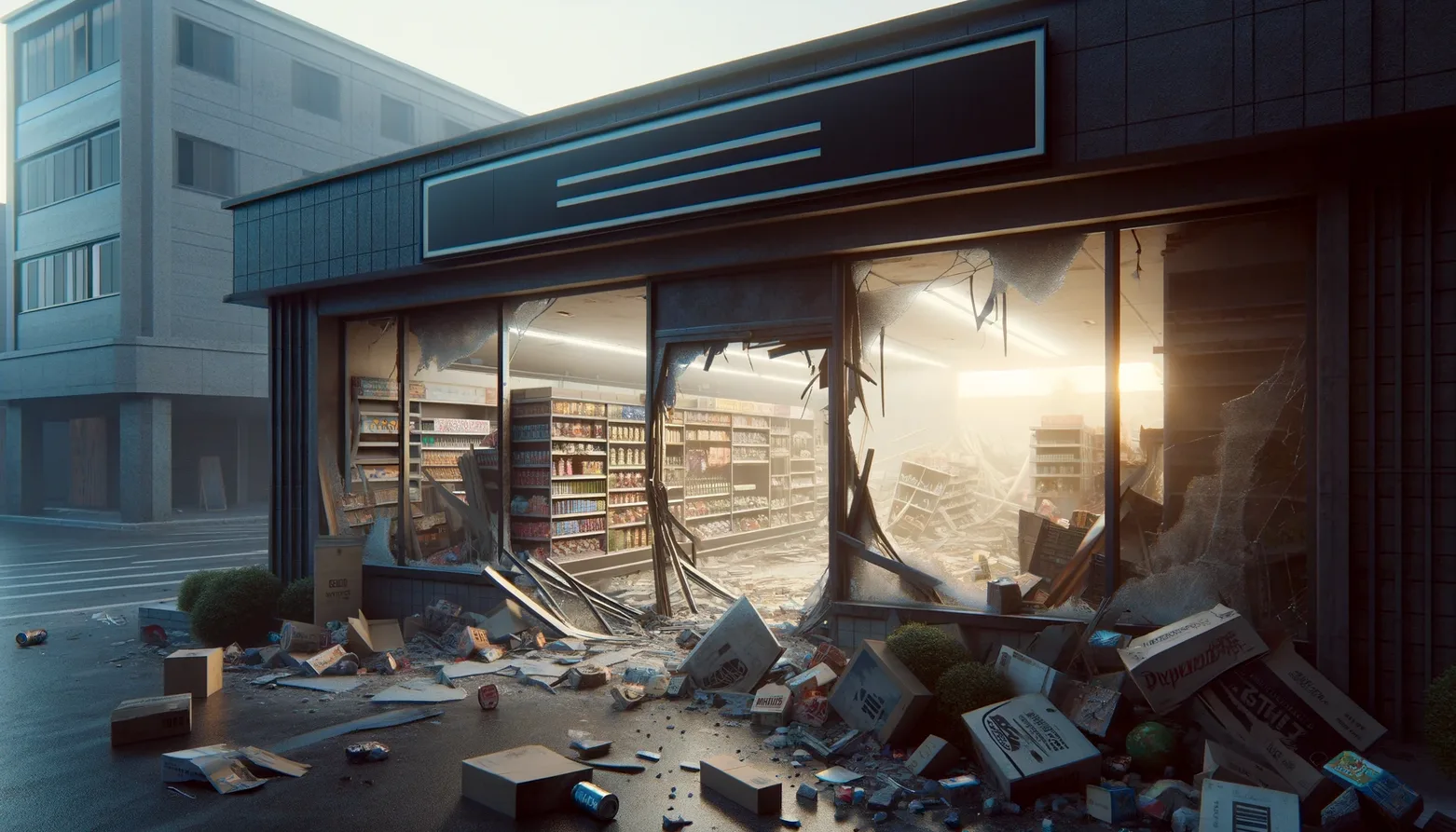 zdemolowany sklep offline